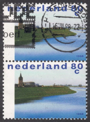 1998 Netherlands SC# 999 - Water Management - pair - Used - Image 1 of 2