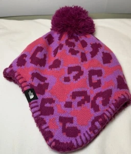 The North Face Infant Baby Girl Pink Knit Beanie Hat Pom Pom X-Small 6-24m - Picture 1 of 5