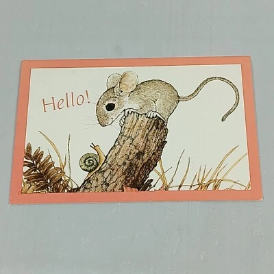 Cute Vintage THINKING OF YOU Card Hello From Anonymous Mouse Slug With Envelope - Image 1 of 4