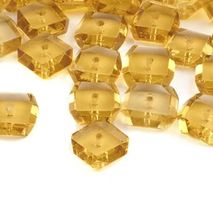 Lot (50) Czech antique hand faceted octagon rondelle topaz glass beads 10-13mm - Picture 1 of 2