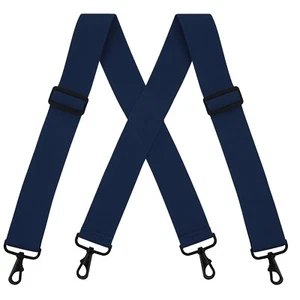 Buyless Fashion Suspenders - 48' Elastic Adjustable 2' Wide - X Back Black Hooks - Picture 1 of 77