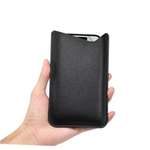 Leather Phone Pouch for Women Men, Leather Thin Cell Phone 6.5 Inch Black - Picture 1 of 8