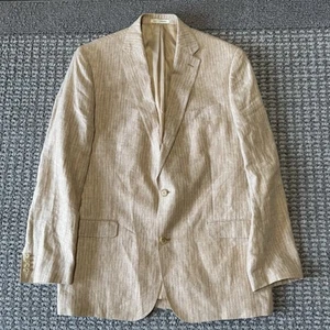 Polo Ralph Lauren Sport Coat Mens 44L Trim Fit Tan Linen Solbiati Fabric Italy - Picture 1 of 16