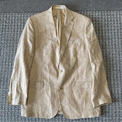 Polo Ralph Lauren Sport Coat Mens 44L Trim Fit Tan Linen Solbiati Fabric Italy - Image 1 of 4
