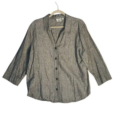 HOT COTTON by Marc Ware Camisa Abotonada Vintage XL Manga 3/4 Lino Hecha en EE. UU. Foto 1 de 4