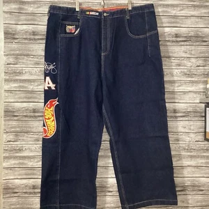 Vintage Jeff Hamilton Jeans Mens 42 Blue Hot Wheels NASCAR Kyle Petty Baggy 90s - Picture 1 of 13