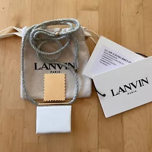 Lanvin weiß Leder Umschlag Halskette vergoldet Messing Stempel verstellbar - Bild 1 von 10