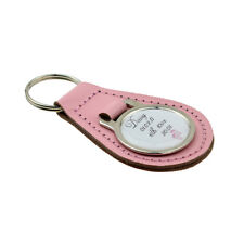 Personalised New Baby Girl New Mum / Dad Bonded Leather Keyring - XKFR080 - GIRL