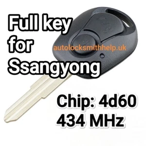 Ssangyong Llave Completa 2 Botones Ajuste Ssangyong Actyon Kyron Rexton 4d60 434MHz - Imagen 1 de 1