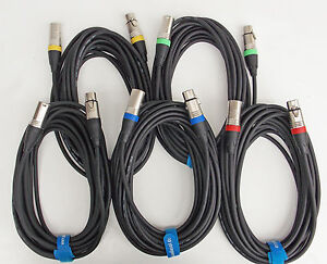 10m Mikrofon Kabel XLR DMX Kabel OFC-Kupfer 5 Stück je 10m lang inkl. Kabelklett