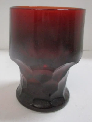 Vintage Ruby Red Juice Water Glass Anchor Hocking Georgian Honeycomb 4.25" - Image 1 of 4