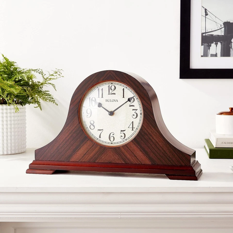 Bulova Clocks B1515 3 Melody Chiming Hardwood Walnut Finish Norwalk Mantel Clock