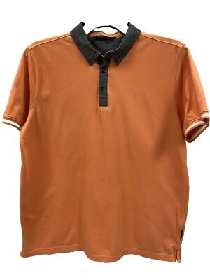 Men’s Polo Shirt SEAN JOHN Short Sleeve Size Large Collared Orange Gray Preowned - Image 1 of 4