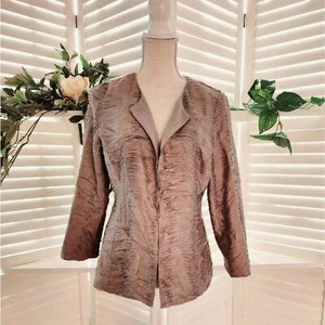 EILEEN FISHER SEIDE ROHE KANTE LAGENLOOK SILBER/GRAU JACKE GRÖSSE SMALL - Bild 1 von 7