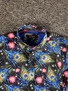 Guide London Hemd Herren Medium Stretch Blau Pfauenfedern Floral - Bild 1 von 9