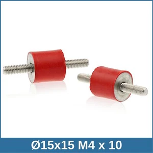 Typ A Ø15x15 M4x10 55°Shore (rot) Edelstahl A4 Silikon-Edelstahl-Puffer - Bild 1 von 2