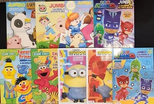 Assorted Coloring Books (9) Featuring Minions Cocomelon Sesame Street PJ Masks + - Picture 1 of 10