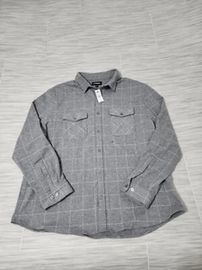 NWT Express Gray Check Soft Legend Stretch Sweater Flannel Button Up Shirt 2XL - Picture 1 of 6