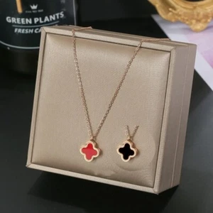 Red Flower Necklace-Floral Necklace Pendant-Rose Gold Filled Necklace Gift - Picture 1 of 11
