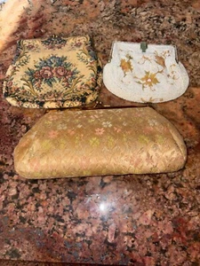 LOT OF 3 ANTIQUE BEADED floral HANDBAGS PURSE FLOWERS - Picture 1 of 12