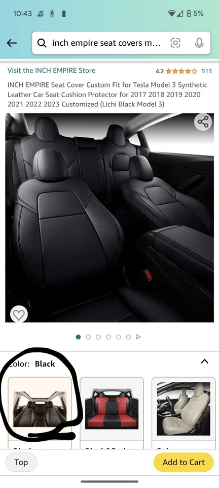 Exact Size Custom Fitted Car Seat Covers for Tesla Model Y 2017- 2023 - Image 1 of 1