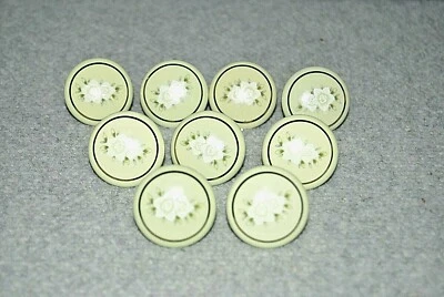 8 Hickory Hardware English Cozy Knob 1 3/8"D Light Seafoam Green White Flower - Image 1 of 3