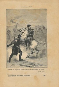 Stampa antica ATTENTATO DI AGESILAO MILANO A FERDINANDO II 1885 Antique Print - Picture 1 of 1