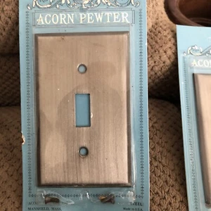 NOS Vintage Acorn Steel Light Switch Cover - Pewter Color - USA  - Picture 1 of 3