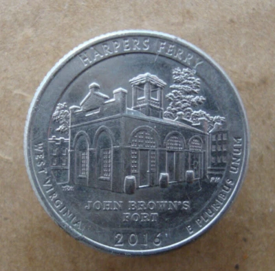2016 D Harper's Ferry Quarter/.DIE CRACK/ OVER HALF OF COIN / ERROR COIN #382 - Image 1 of 3