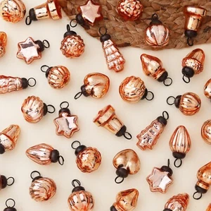25 Piece Rose Gold Christmas Tree Glass Ornaments, Christmas Decorations Item. - Picture 1 of 4