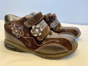 Girls size 9.5 Stride Rite Toddler Tech Tori Brown Leather Shoes Boots - Picture 1 of 14