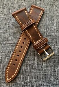 Italian Leather – Premium Vintage oiled leather watch strap - Brown 22mm 24mm