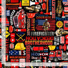 Firefighter Equipment Text Fabric Fire Cotton CD1987 Timeless Treasures Yard