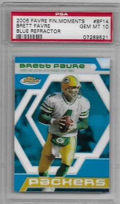 2006 FAVRE Finest Moments BLUE REFRACTOR BF #14 SERIAL #291/299 PSA 10 POP 4 - Image 1 of 2