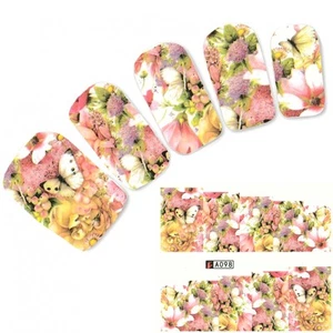 Nagel Sticker Schmetterling Falter Blume Art Water Decal - Picture 1 of 2