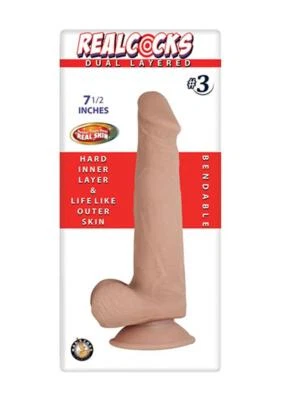 Realcocks Dual Layered #3 Bendable Dildo 7.5in - Vanilla - Image 1 of 3
