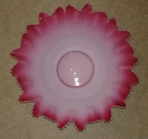 Victorian Pink Overlay Brides Basket Bowl with Scalloped Edge - Picture 1 of 3