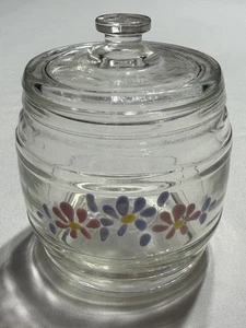 Vintage Krüger Glasdose Gänseblümchen Blumen klar Kanister mit Deckel - Bild 1 von 4