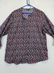 Lauren Ralph Lauren Women's XL Tunic Blouse Geometric Keyhole 3/4 Bell Sleeve - Picture 1 of 11