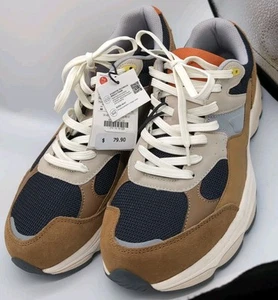Size11 - Zara Chunky Multi-Piece Leather Sneakers Beige Brown [Z2 Running] - Picture 1 of 6