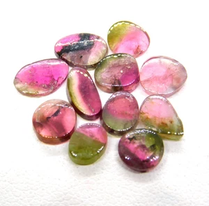 Natural Watermelon Tourmaline Slices 11 Pcs Multi Color Tourmaline Lot 7.50 Cts - Picture 1 of 7