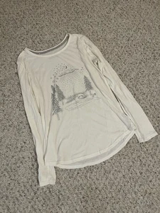 Gillian & O'Malley Women’s White Long Sleeve Sleepshirt With Winter Wonderland - Picture 1 of 3