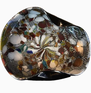 Murano Glass Tutti Frutti MCM Bowl Vintage 1950s Italy Heart-Shaped Silver Fleck - Picture 1 of 19
