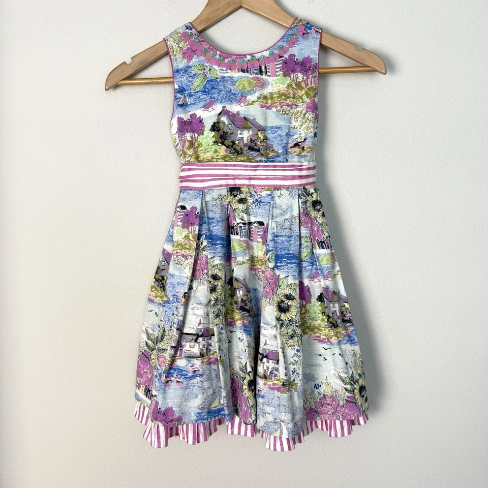 Monsoon Summer Holiday Dress Girls Size 6 Colorful Coastal Preppy Garden Party - Image 1 of 4