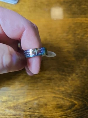 NUEVO ~ Banda religiosa Nuestro Padre de acero inoxidable ~ Foto 1 de 3