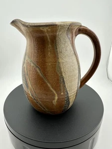Handmade Stoneware Pottery Pitcher 7" Signed Butler – Rustic Drip Glaze - Picture 1 of 7