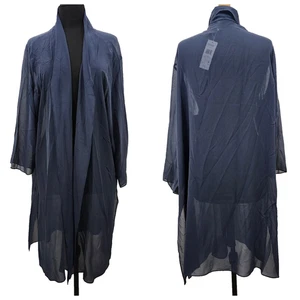 Eileen Fisher hoher Kragen Seide Georgette Krepp Jacke Neu mit Etikett $ 329 ozeanblau 2X - Bild 1 von 20