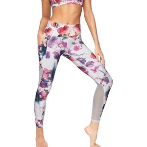 Athleta Floral Mudra 7/8 Tight Leggings Multicolored Mesh Women's XS Pockets - Picture 1 of 14