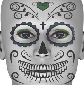 Totenkopf Maske Temporäres Tattoo Halloween Skull Totenkopf Tattoo Gesicht B16 - Bild 1 von 2