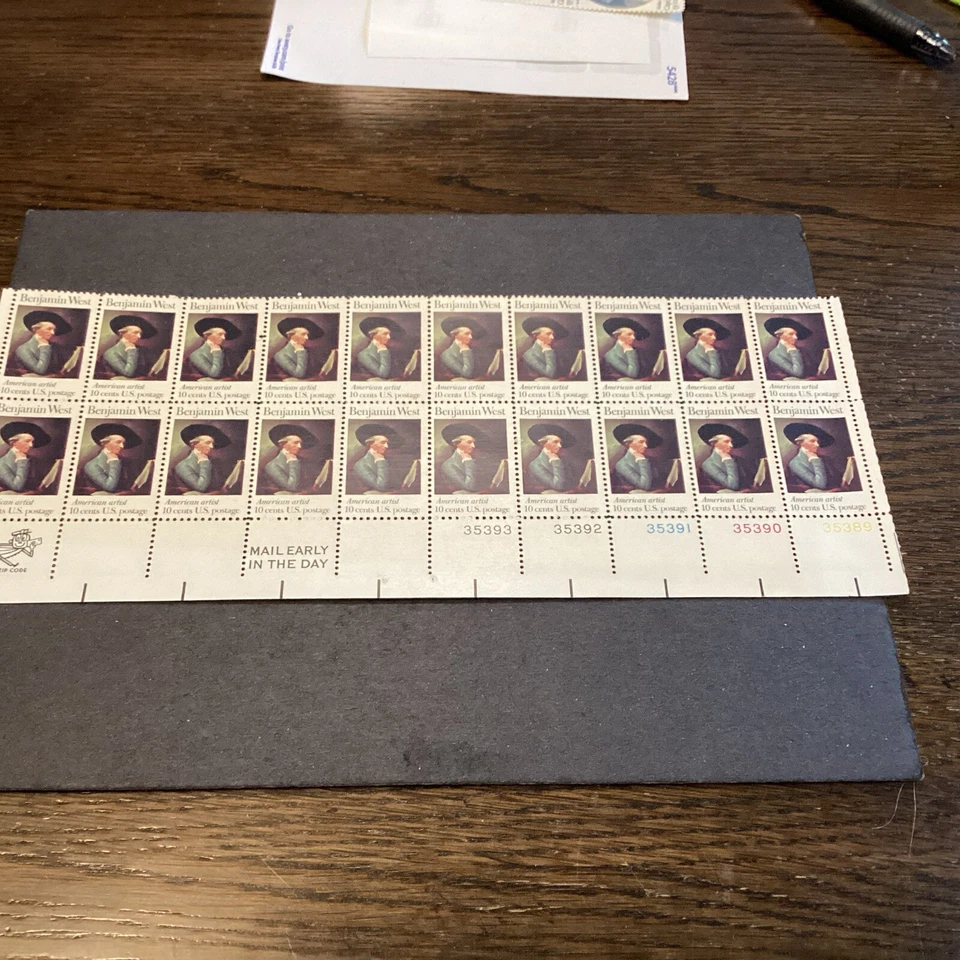 Scott #1553 Benjamin West Painter- Plate Block of 20 Stamps - MNH-1974-US - Image 1 of 1